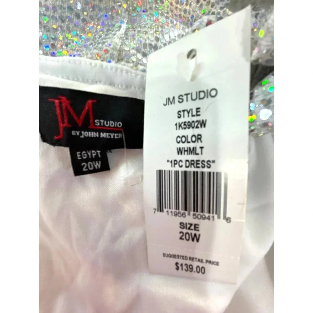 JM Studio Womens Sparkle Dress Wrap Look Short Flutter Sleeve V-Neck Silver Spar - Picture 3 of 6